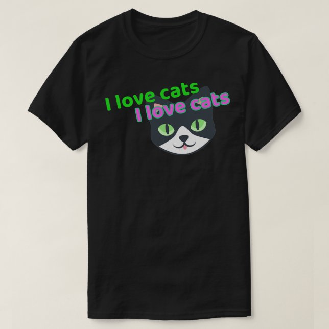 Camiseta Eu amo gatos (Frente do Design)