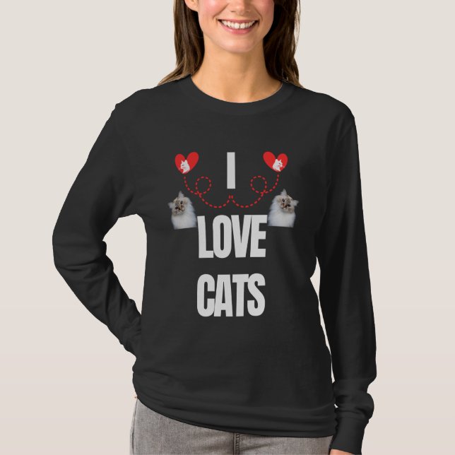 CAMISETA EU AMO GATOS AMANTES DE GATO COLORIDO PRESENTE (Frente)