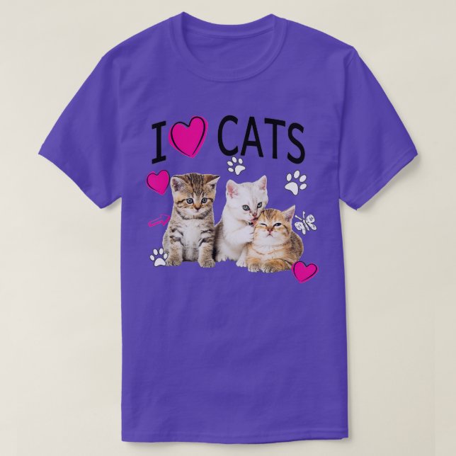 Camiseta Eu Amo Gatos Amo Gatos Amo Gatinhos (Frente do Design)
