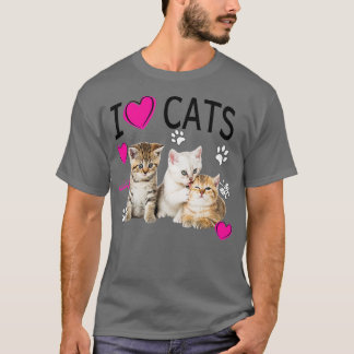 Camiseta Eu Amo Gatos Amo Gatos Amo Gatinhos