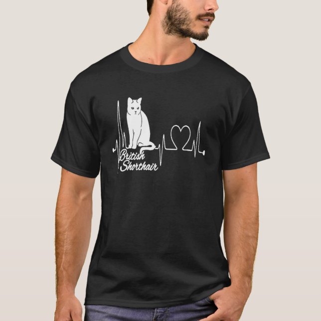 Camiseta Eu Amo Gatos Cardíacos De Bacia Curta Britânica EK (Frente)