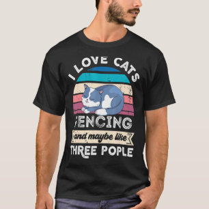 Camiseta Eu Amo Gatos Cercas E Como Três Pessoas