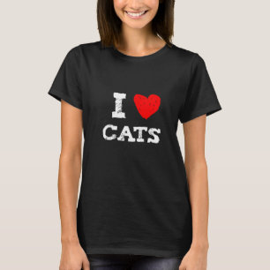 Camiseta Eu amo gatos com coração vermelho perfeito para a