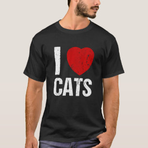 Camiseta Eu amo gatos coração cat