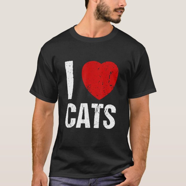 Camiseta Eu amo gatos coração gato (Frente)
