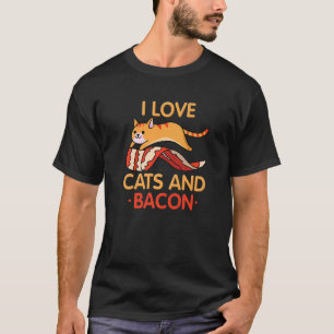 Camiseta Eu Amo Gatos E Bacon Eu Barbeque Eu Gatinho Eu Bac