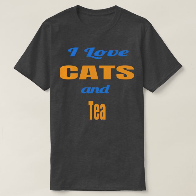 Camiseta Eu amo gatos e chá (Frente do Design)