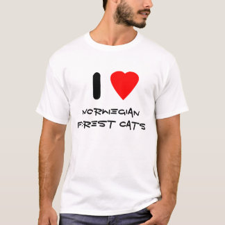 Camiseta Eu amo gatos noruegueses da floresta