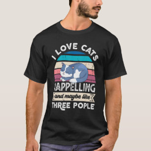 Camiseta Eu Amo Gatos Rapelando E Cerca De Três Pessoas