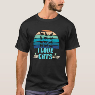CAMISETA EU AMO GATOS SILHUETA DE GATO RETRÔ ENGRAÇADO PÔR