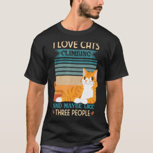 Camiseta Eu Amo Gatos Subindo E Talvez Como Três Pessoas P