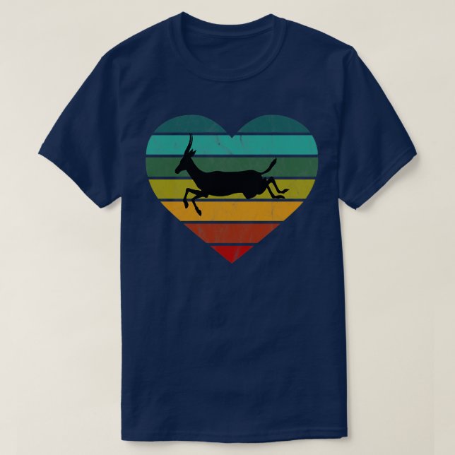 Camiseta Eu Amo Gazelas Springbok Coração Retro (Frente do Design)