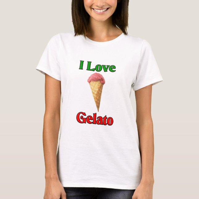Camiseta Eu amo Gelato (o sorvete italiano) (Frente)