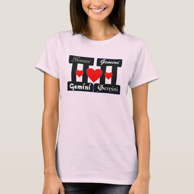 Camiseta ♊! Eu Amo Gemini-Best-Zodiac Sinal Slim-Hit (Frente)