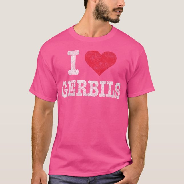 Camiseta Eu Amo Gerbils Engraçado (Frente)
