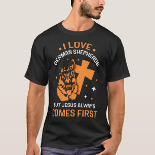 Camiseta eu amo German shepherd, mas jesus sempre vem