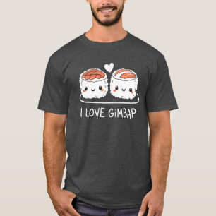 Camiseta Eu Amo Gimbap Delícia da Comida Coreana família