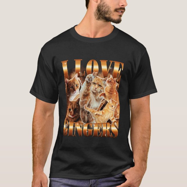 Camiseta Eu Amo Gingers Diversão Fofa do Meme de Gato Kitte (Frente)