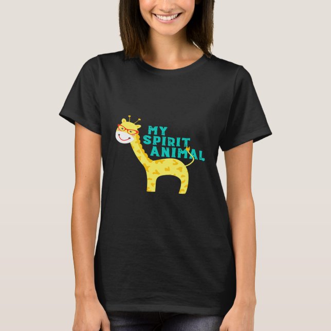 Camiseta Eu Amo Girafa Meu Animal Espírito (Frente)