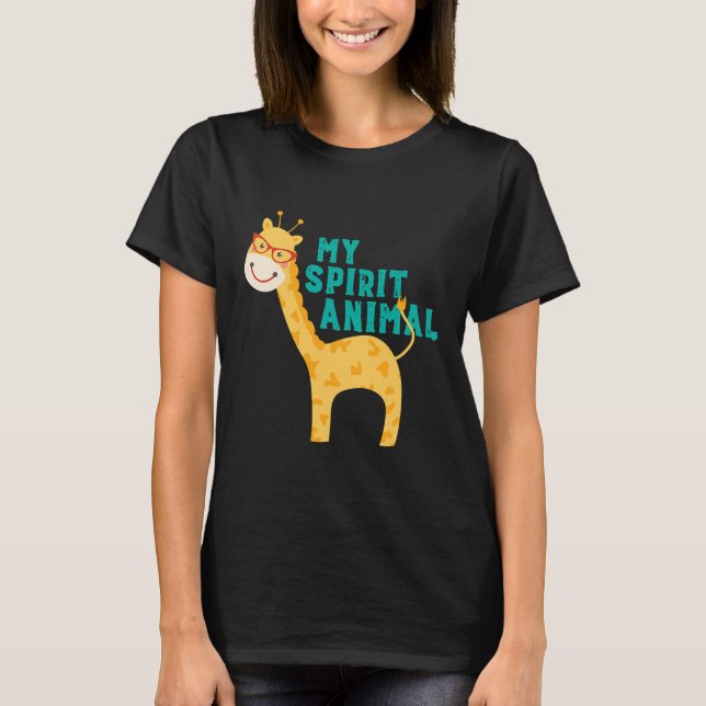 Camiseta Eu Amo Girafa Meu Animal Espírito (Frente)