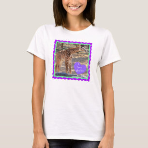 Camiseta Eu amo girafas! Bebê bonito quadro roxo & verde d
