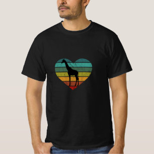 Camiseta Eu Amo Girafas Coração Retro