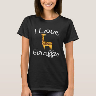 Camiseta Eu Amo Girafas Crianças Amáveis Girafa