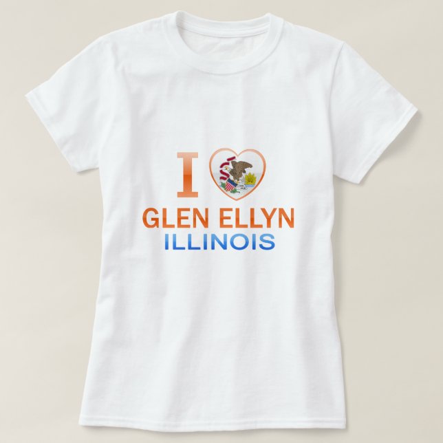 Camiseta Eu amo Glen Ellyn, IL (Frente do Design)