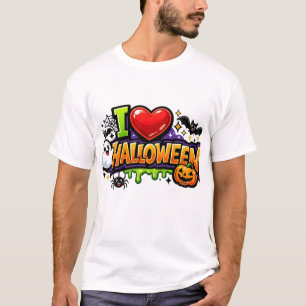 Camiseta Eu Amo Gráfico de Cultura Pop do Halloween