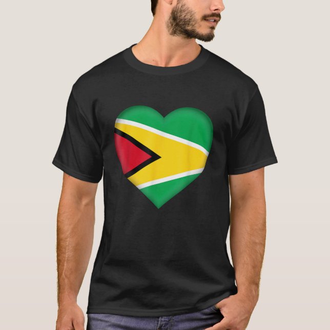 Camiseta Eu Amo Guyana  Roupa de Coração da Bandeira da Gui (Frente)