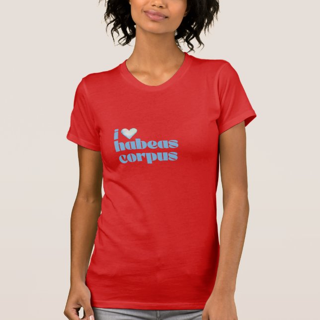 Camiseta eu amo habeas corpus blue em vermelho (Frente)