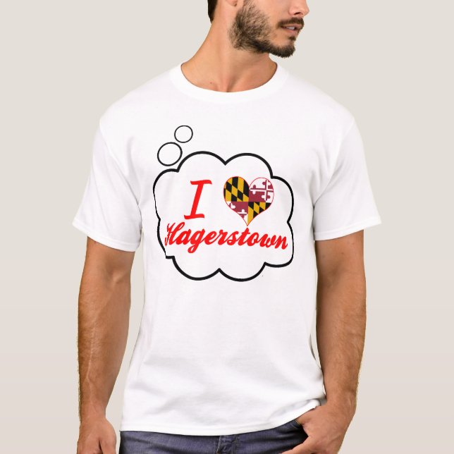 Camiseta Eu amo Hagerstown, Maryland (Frente)