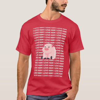 Camiseta Eu Amo Ham Funny Pig
