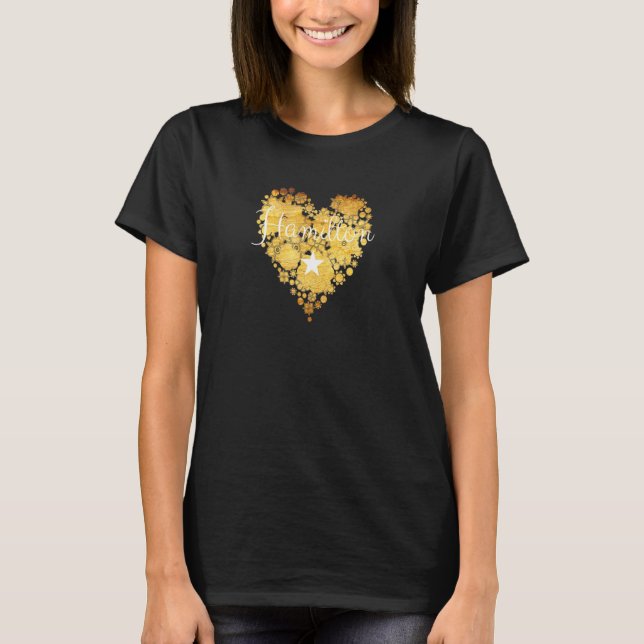 Camiseta Eu Amo Hamilton Heart Para Mulheres Adolescentes (Frente)