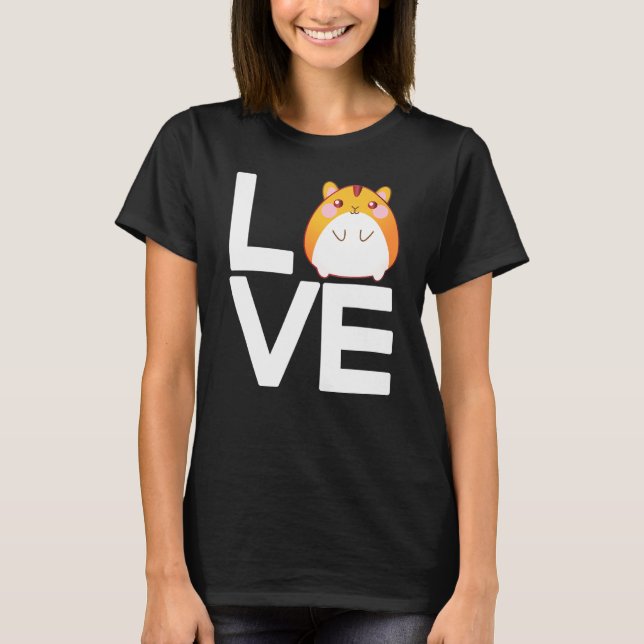 Camiseta Eu Amo Hamster Cortado (Frente)