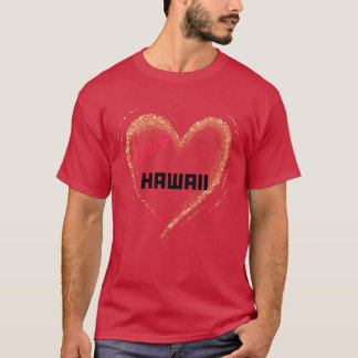 Camiseta Eu Amo Hawaii Coração Dourado