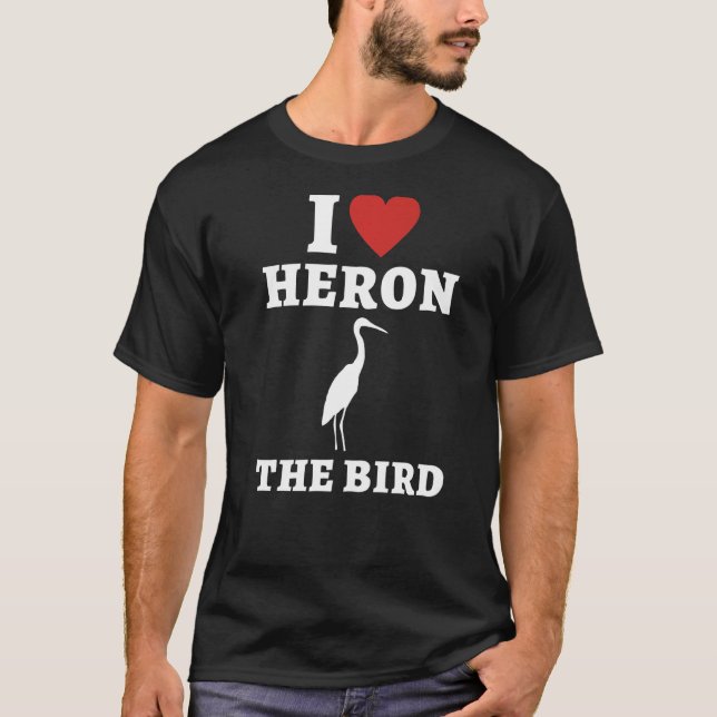 Camiseta Eu Amo Heron O Pássaro Heron (Frente)