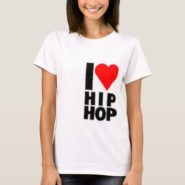 Camiseta Eu amo Hip Hop - coração no coração (Frente)