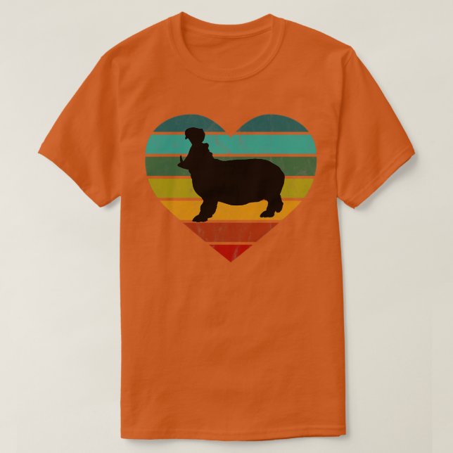 Camiseta Eu Amo Hippos Retro Heart (Frente do Design)