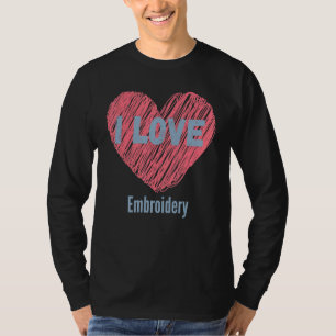 Camiseta Eu Amo Hobby De Imagem Cardíaca Embroiderada Ou Ho