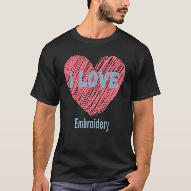 Camiseta Eu Amo Hobby De Imagem Cardíaca Embroiderada Ou Ho (Frente)