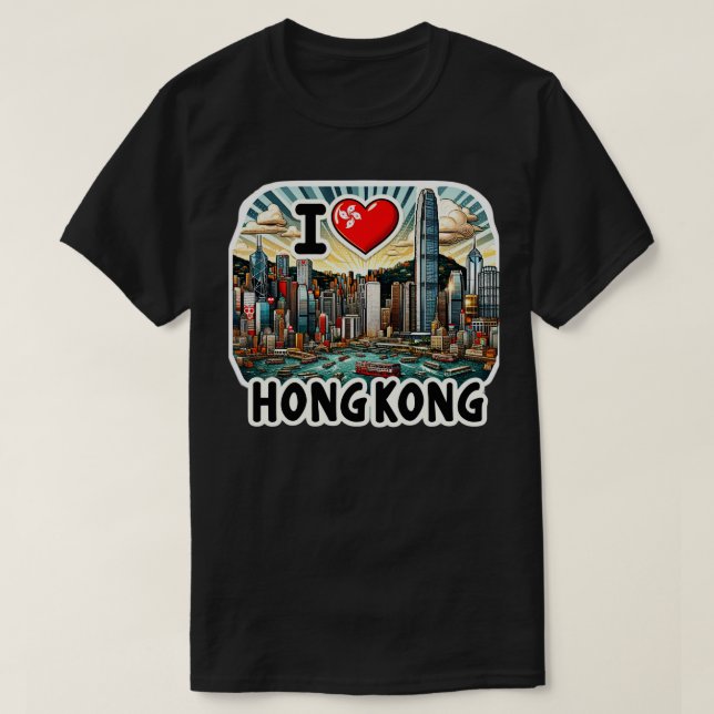 Camiseta Eu Amo Hong Kong 10 (Frente do Design)