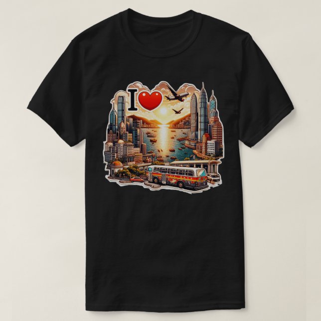 Camiseta Eu Amo Hong Kong 16 (Frente do Design)