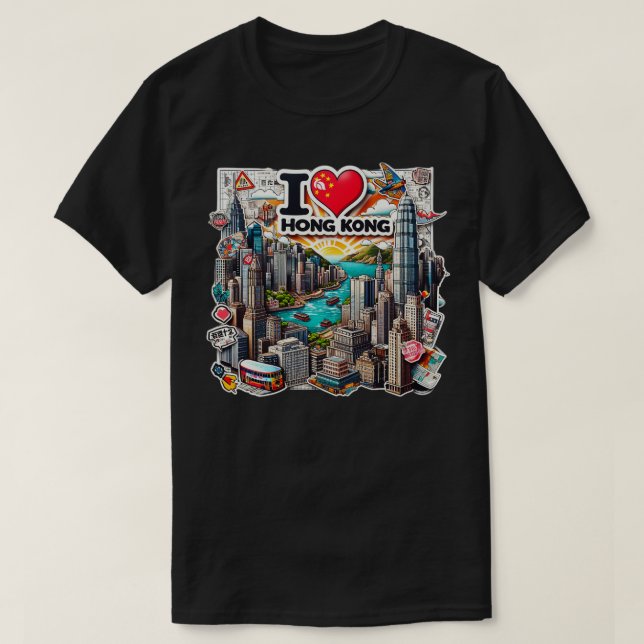Camiseta Eu Amo Hong Kong 3 (Frente do Design)
