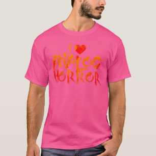Camiseta Eu Amo Horror Analógico Creepypasta Coração vintag