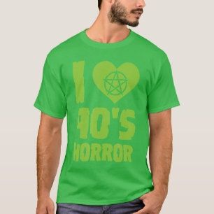 Camiseta Eu Amo Horror dos Anos 90 Coração Pentagrama Filme