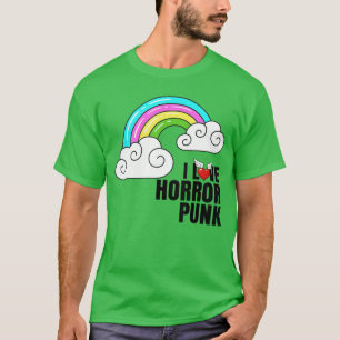 Camiseta Eu Amo Horror Punk s Arco-íris Divertido Horror Pu