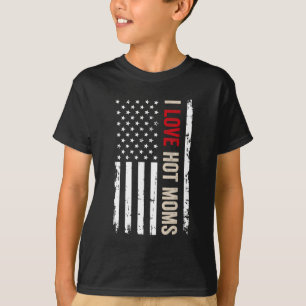 Camiseta Eu Amo Hot Mães American Flag