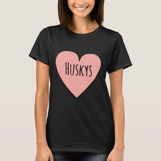 Camiseta Eu Amo Huskys Cachorro Rouco Bonito Cachorro Mãe F (Frente)