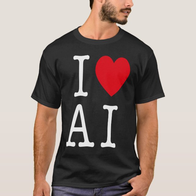 Camiseta Eu Amo IA Para IA E Inteligência Artificial (Frente)